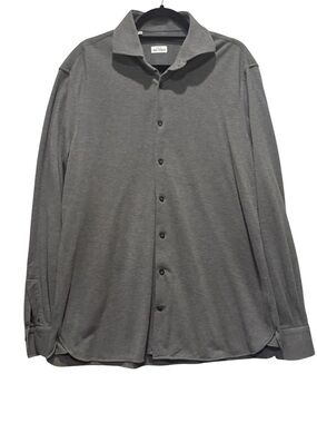 Atelier Munro - long sleeve dress shirt. Size 44 and Neck 17 3/8. Gray. Premium